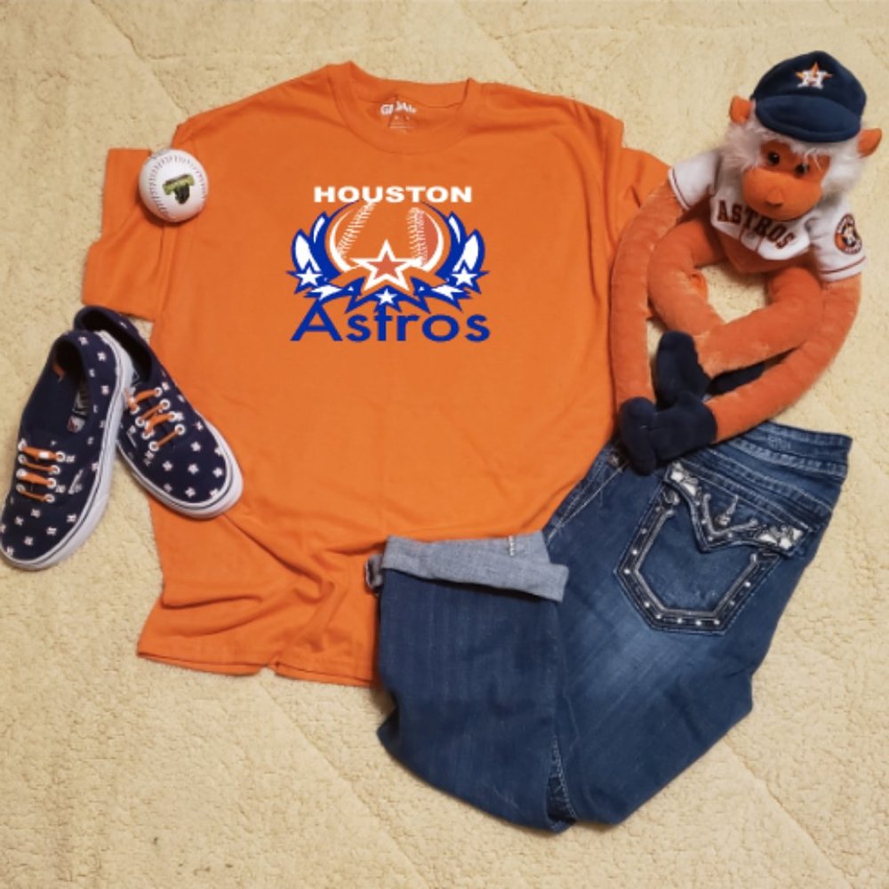 Houston Astros Baseball Custom Star Orange Tshirt